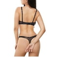 thumbnail image 2 of Women's See Through Unlined Underwire Bra Thongs Panties High Waist 4 Pcs, 2 of 5