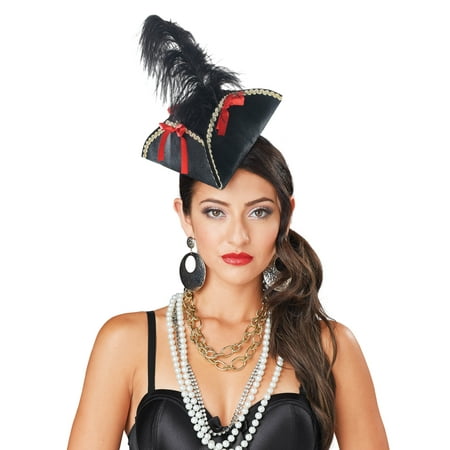 Deluxe Mini Pirate Tricorn Hat With Feather