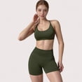 thumbnail image 6 of Women's High Waist Compression Biker Shorts with Sculpting Seam Detail and Stretch Fit Fabric - Large, Olive Green, 6 of 7