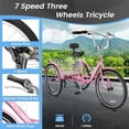 thumbnail image 3 of MOONCOOL Adult Tricycles 7 Speed, 20/24/26 inch 3 Wheel Bikes, Three-Wheeled Bicycles Cruise Trike with Shopping Basket for Seniors, Women, Men, Teenager, 3 of 7