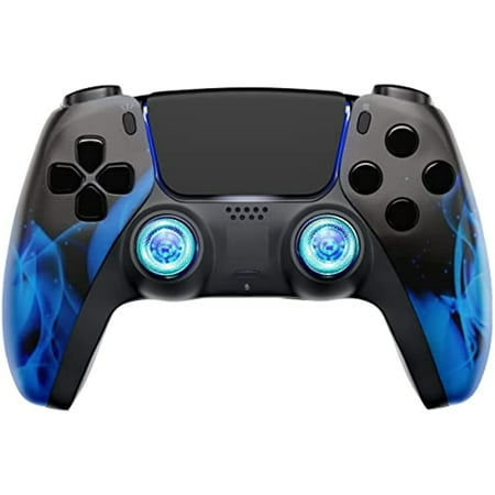 "Blue Fire" Custom UN-MODDED Wireless PRO Controller Compatible with PS5 Exclusive Unique Design