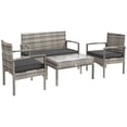 thumbnail image 1 of Outsunny Ensemble de Conversation en Osier d'Extérieur avec Banc, Chaises, Table, Gris, 1 of 10