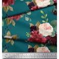 thumbnail image 2 of Soimoi Green Rayon Fabric Leaves & Peony Floral Decor Fabric Printed Yard 56 Inch Wide, 2 of 3