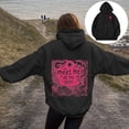thumbnail image 2 of gibobby Women Solid Basic Fleece Letter Loose Hoodie Sweatshirt Long Sleeve Kangaroo Pocket Drop Shoulder Pullovers Top,2XL, 2 of 6