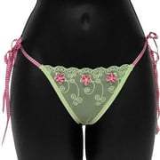 Gingham Ties Scalloped Edge Thong One Size Lime