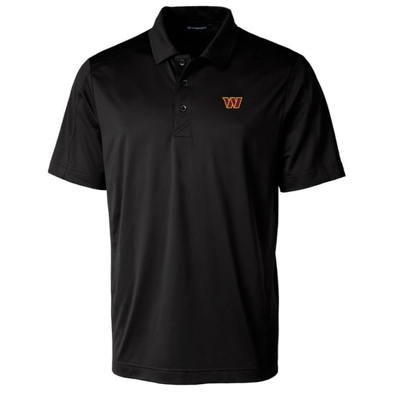 Men's Cutter & Buck Black Washington Commanders Prospect DryTec Textured Stretch Polo
