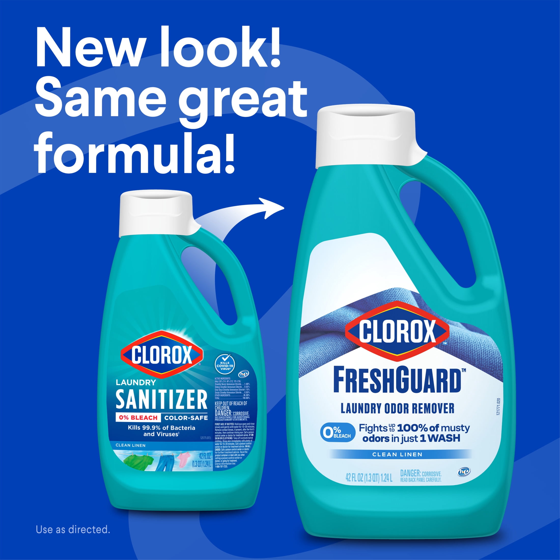 Clorox FreshGuard Laundry Odor Remover, 0% Bleach, Color Safe, Clean Linen, 42 fl oz