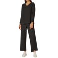 thumbnail image 1 of Ladies' Fashionable And Casual V Neck Solid Color Loose And Linen Two Piece Set, 1 of 4