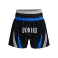 thumbnail image 1 of TiaoBug Kids Boys Boxing Trunks Metallic Side Split Satin Shorts MMA Kickboxing Fighting Training Bottom Blue&Silver 8, 1 of 8