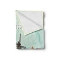 thumbnail image 2 of Amsterdam Soft Flannel Fleece Blanket, Old European Cityscape with Colorful Houses on the Waterside Bridge and Windmill, Cozy Plush for Indoor and Outdoor Use, 60" x 80", Multicolor, by Ambesonne, 2 of 5