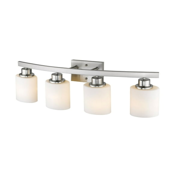 RADIANCE Goods Contemporary 4 Light Brushed Nickel Bath Vanity Light Opal White Glass 32" Wide