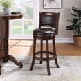 thumbnail image 2 of Bowery Hill Rubberwood Faux Leather Cappuccino Bar Stool Round Swivel 30" Assembly Required, 2 of 9