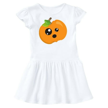 

Inktastic Surprised Pumpkin Orange Pumpkin Halloween Gift Toddler Girl Dress