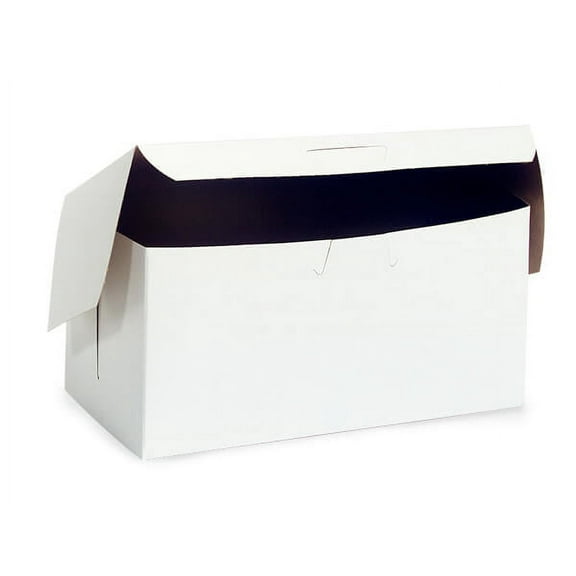 Pack Of 250, 8 X 5-1/2 X 3" Solid White Bakery Boxes 1-Piece Lock Corner Box For Cakes, Pies, Cupcakes Made In USA