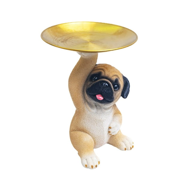 Estatua de perro Pug, llavero de entrada, multiusos, arte moderno, adorno artesanal, estatuilla de Animal para estantería, mesa, decoración del hogar Sesión