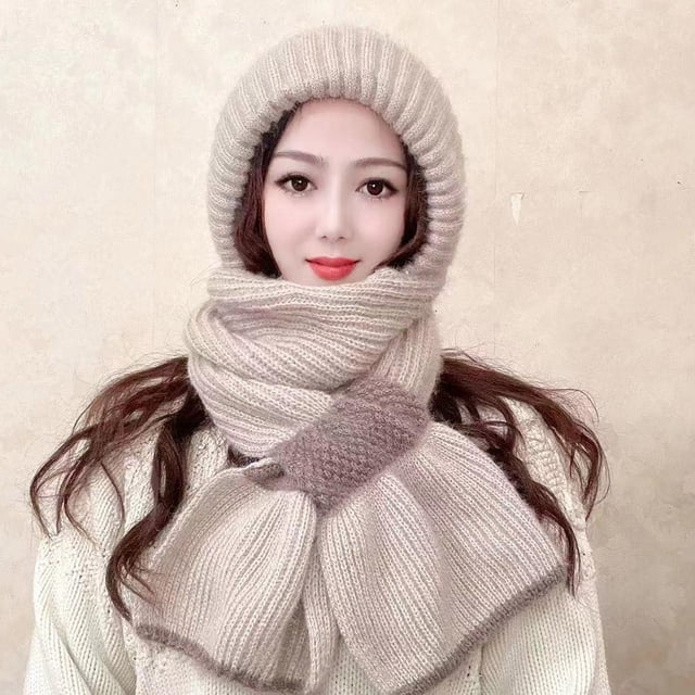 Integrated Ear Protection Windproof Scarf Knitting Thick Warm Ear Guard Winter Windproof Siamese Set Hat Hat Scarf
