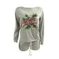 thumbnail image 3 of Womens Christmas Pjs Sets Crew Neck Sweatshirt Long Sleeve Blouses Tops Drawstring Relaxed Fit Shorts Causal Dressy Sleepwear Pjs Sets, 3 of 3