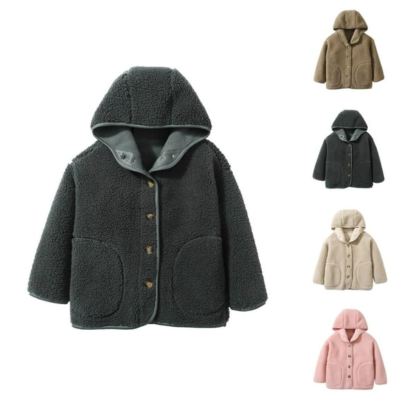 Kids Jacket Girls Jackets Toddler Girls Boys Winter Long Sleeve Warm Hoodie Coat Jacket Solid Color Clothes