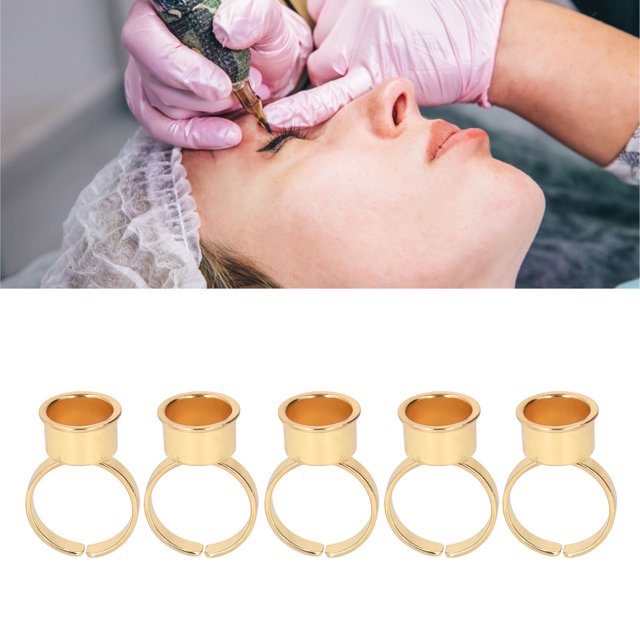 Encre 5 Pcs Gobelets d'Encre Professionnels en Acier Inoxydable Extension de Cils Colle Pigment Support Contenant Fournitures de Microblading m