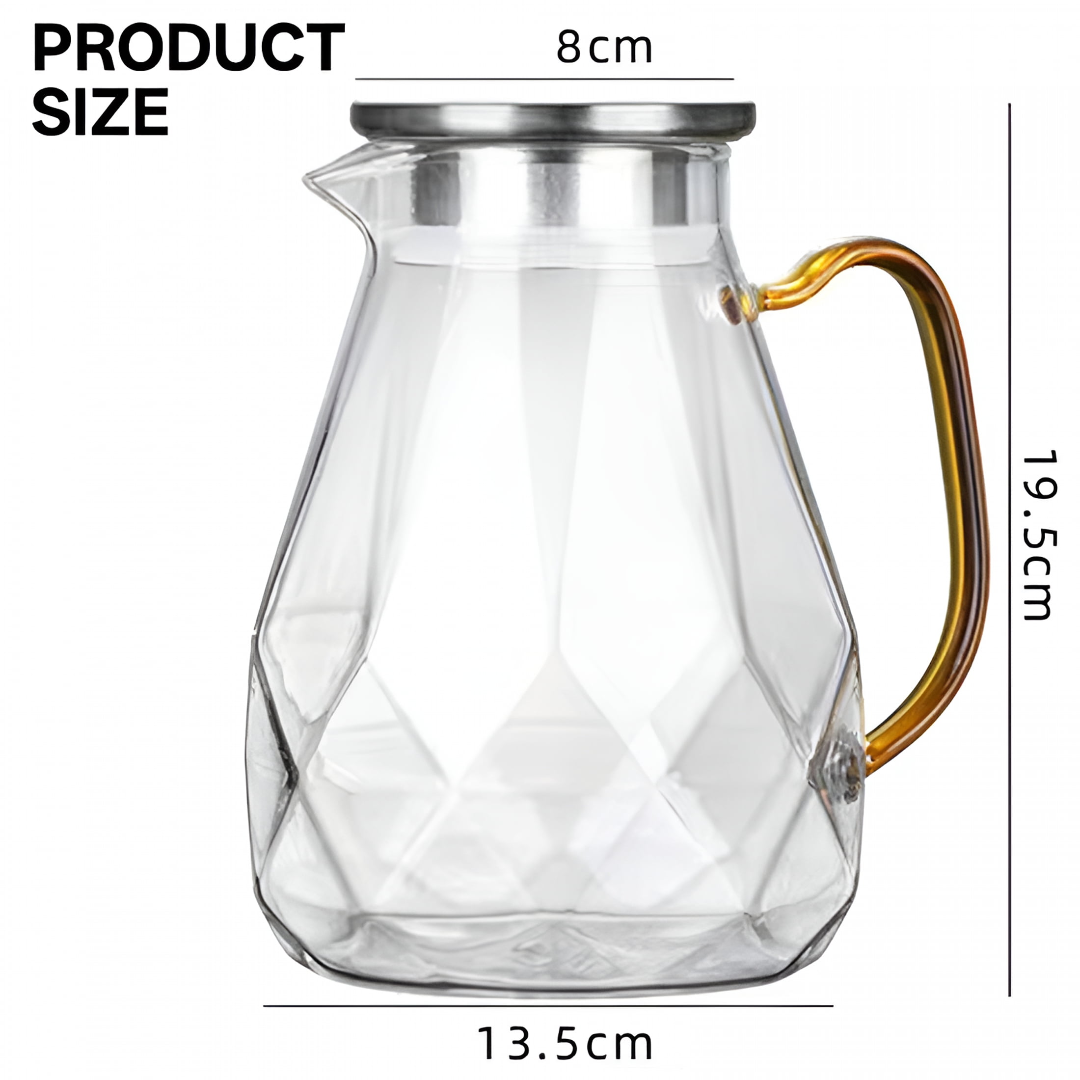 ACDANC Glass Cold Water Jug Kettle Pitcher with Lid 1 Gallon Household Stainless Steel