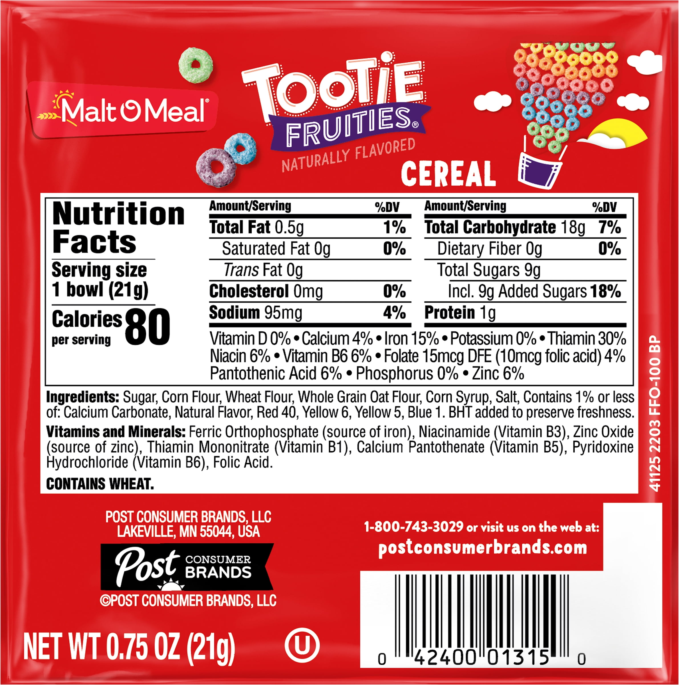 96 PACKS : Tootie Fruities Cereal, 0.75-Ounce Bowls
