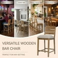 thumbnail image 6 of Dayalane 26" Counter Height Bar Stools Set of 4, Farmhouse Wooden Bar Stools with Ladder Back, Chenille Upholstered Kitchen Island Chairs for for Island Bar Island Cafe Kitchen, Brown, 6 of 10