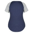 thumbnail image 4 of Fnooota Women's Plus Size T-shirts, Casual Stripe Loose Fit Cotton Womens Summer Tops Navy Size XL, 4 of 7