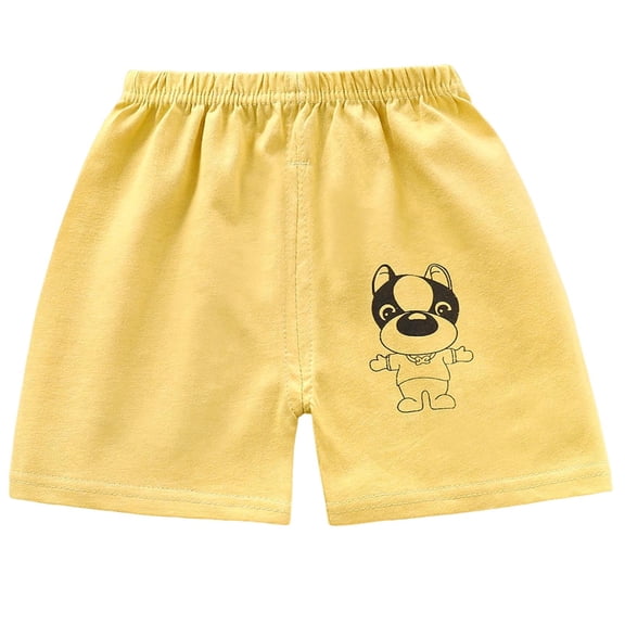 100% Cotton Boys Shorts with Elastic Waistband, Cartoon Dog Graphic Soft Yellow Play Shorts for Kids Kids Boy Kids (6M-8Y),Size 73