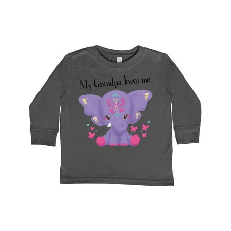 

Inktastic Yara Grandpa Loves Me Purple Elephant Butterflies Gift Toddler Boy or Toddler Girl Long Sleeve T-Shirt