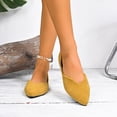 thumbnail image 3 of Women's Retro Suede Pointed Toe Ballets Flats Comfortable V Cut Loafers Lightweight Slip On Walking Dress Shoes Yellow Size 7, 3 of 7