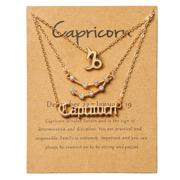 Haooryx 3 Pack Zodiac Layer Necklaces for Women,Gold Color