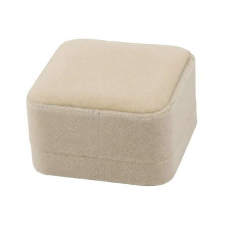 Ring Storage Unique Bargains Wedding Party Velvet Square Jewelry Necklace Bracelet Ring Storage Box Case Beige ()