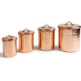 thumbnail image 3 of nu steel Hammered Copper Stainless Steel 4pc Canister Set, Beautiful Food Storage Container for Kitchen Counter, Tea, Sugar, Coffee, Caddy, Flour Canister with Rubber seal lid, TG-843C-SET4, 3 of 9