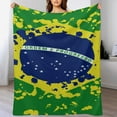 thumbnail image 4 of Brazil Flag Splash Art Flannel Blanket Lightweight Blanket for Couch Sofa Bed, Super Soft Cozy Print Warm Blanket, 4 of 7