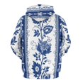 thumbnail image 3 of Blue Floral Stripe Pattern 3d Sweatshirts Hoodie Fashion Casual Personality Men's Women Street Hoodie Pullovers Long Sleeve Comfortable Top, 3 of 6