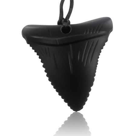 Black Shark Tooth Silicone Chew - Gender Neutral Teething Necklace for Children - Oral Sensory Chewy Teether Necklaces for Autistic Chewers - Chewelry For Baby Boys and