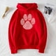 thumbnail image 1 of Sudadera con capucha cálida para mujer, con estampado de huellas, vellones, bolsillo, sudadera suelt Abanopi Rojo/Pequeña, 1 of 4