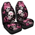 thumbnail image 2 of Chririnla Car Accessories Gothic Skull Pink Bow Tie Print Car Seat Covers for Women Men Durable Front Bucket Seat Cover Protection Universal Fit Trucks SUV Van Car Decor, 2 of 7