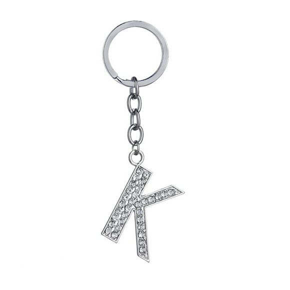 CIMAXIC Porte-Clés Lettre Simple et Élégant Porte-Clés en Métal Strass Porte-Clés Alphabet Pendentif de Sac Charme Cadeau d'Anniversaire (Lettre K), 3.15"X1.18"X0.08 Pouces