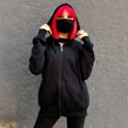 thumbnail image 3 of Men Women Jacket Coat Hooded Drawstring Long Sleeve Zipper Placket Outwear with Pockets Loose Fit Sweatshirt Outwear, 3 of 8