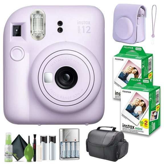 FUJIFILM INSTAX MINI 12 Instant Film Camera Lilac Purple with Fuji INSTAX MINI Instant Film 40 Photo Sheets with Camera Case and Accessories Ideal Gift for kids, Teenage Girl & Adults