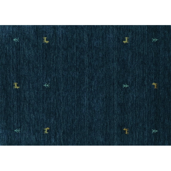 Ahgly Company Machine Washable Indoor Rectangle Abstract Turquoise Blue Contemporary Area Rugs, 2' x 5'