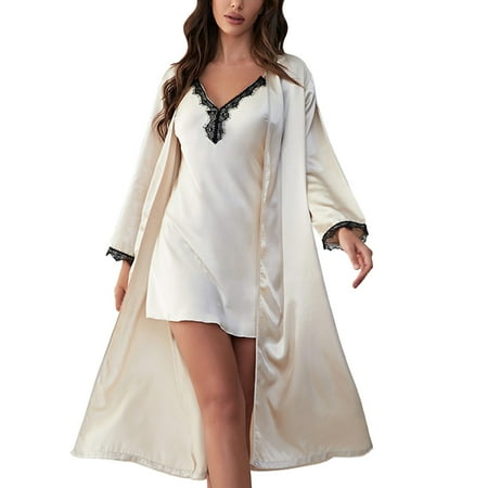 

ASEIDFNSA Family Pajama Womens Sleepwear Flannel Nightgown for Womens Lingerie Satin Chemise Lingerie Nightie Full Slips Sleep Dress Slips Sleepwear 2 Pieces Of Nightgown 2023