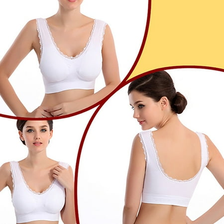 

harmtty Women Fashion Comfort Seamless Traceless Yoga Wirefree Sports Jogging Vest Bra White M