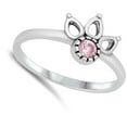 thumbnail image 4 of Lotus Petal Yoga Ring Pink Cubic Zirconia Bali .925 Sterling Silver Band Jewelry Female Male Size 4, 4 of 4