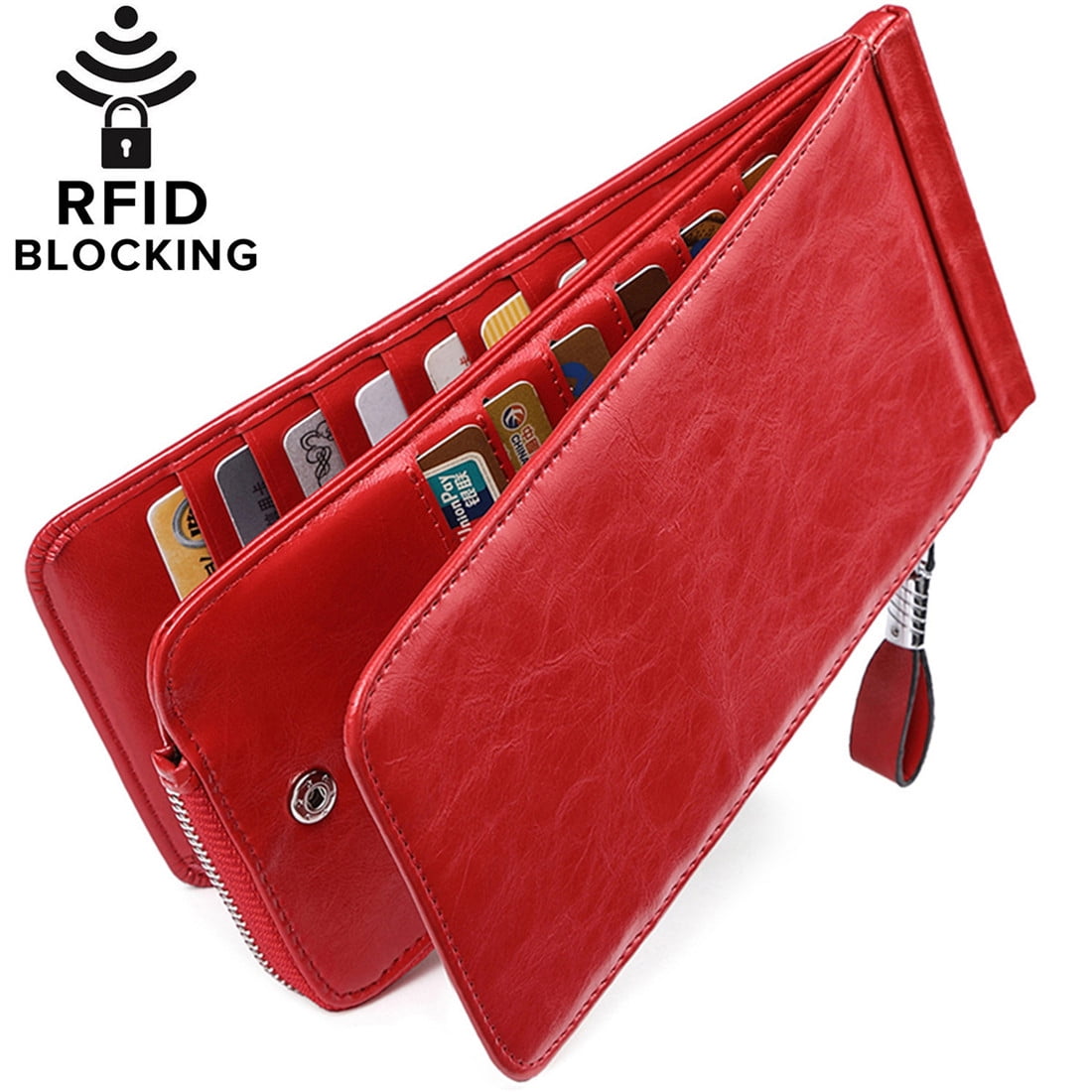 Huztencor Women's RFID Blocking Leather Card Wallet photo 1