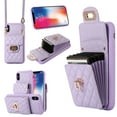 thumbnail image 1 of Wallet Case Designed for iPhone XS, iPhone X, with 6 Card Holder Slots RFID Blocking Shoulder Wallet Case Crossbody Strap Shockproof Leather Kickstand Phone Case For iPhone X/XS, Purple, 1 of 11