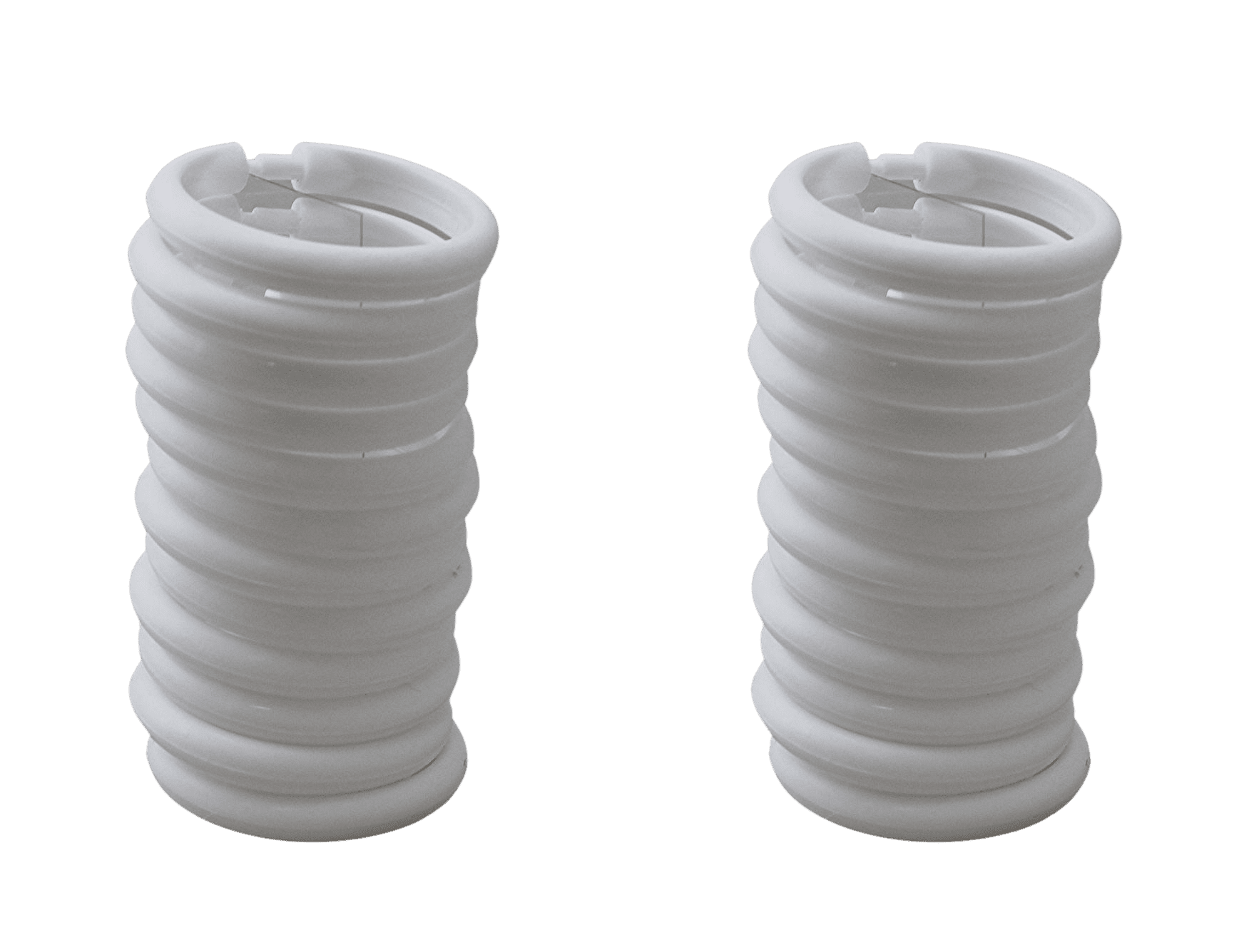 2 Pack 24 Piece Plastic Basic Locking Oval Hook Easy Gliding Shower Curtain Rings (White)