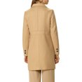 thumbnail image 3 of INSPIRE CHIC Women's Notched Lapel Double Breasted Mid Length Overcoat, 3 of 7