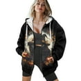 thumbnail image 4 of COEQINE Fashion Women's Hoodie Oversized Sweatshirts Black Cat Magic Hat Print Long Sleeve Pumpkin Pattern Casual Wear Full Zipper Y2K Jacket Fall Tops with Pockets, 3XL, 4 of 7